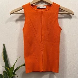 Bright Orange Sleeveless Top